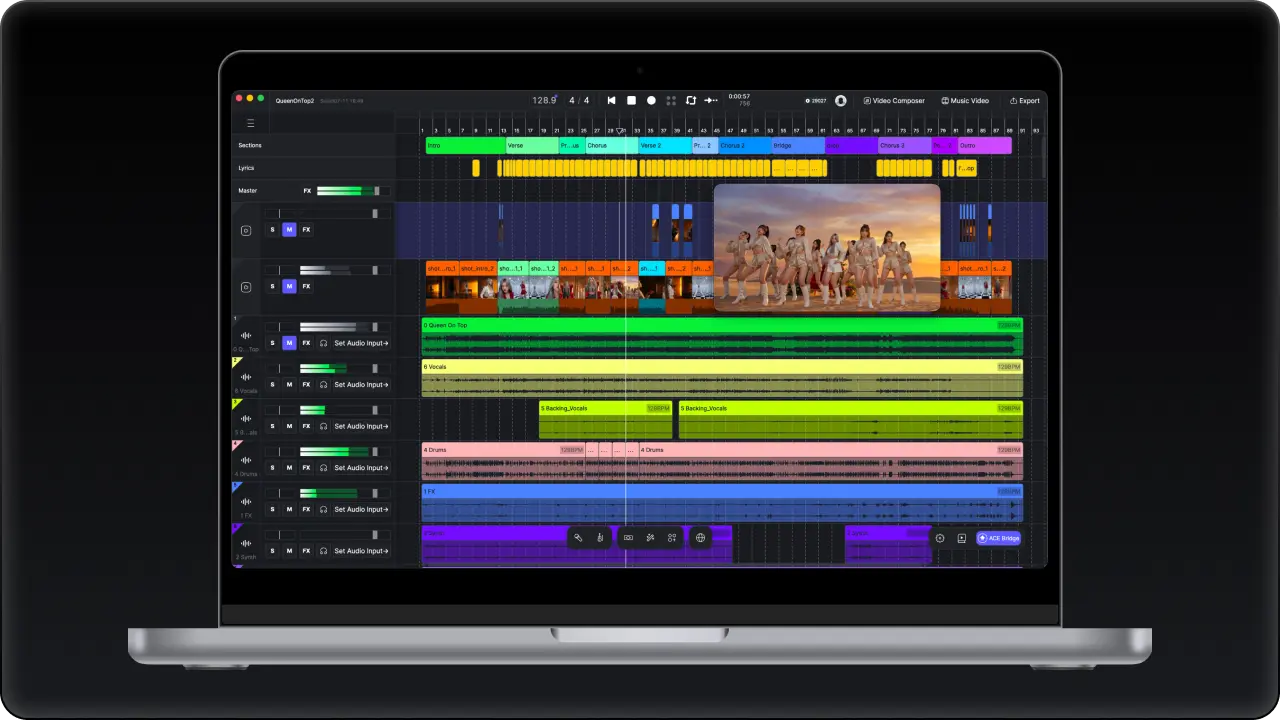 Music to Video in One Workspace